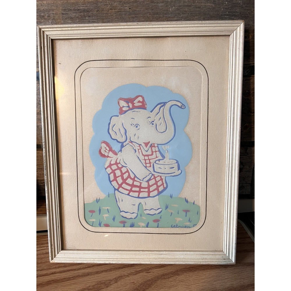 Citroen Baby Nursery Print Elephant 1940s Citroen Art Gallery NYC Vintage Framed